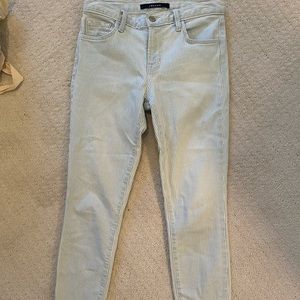 J Brand light and blue pinstripe jeans